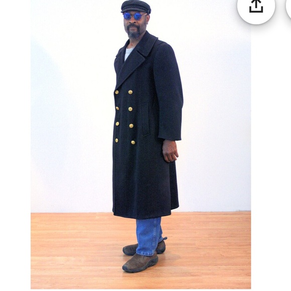 Vintage US Navy  Double Breasted Heavy Wool Gold Buttons Maxi Coat, Size 40R - Picture 4 of 14